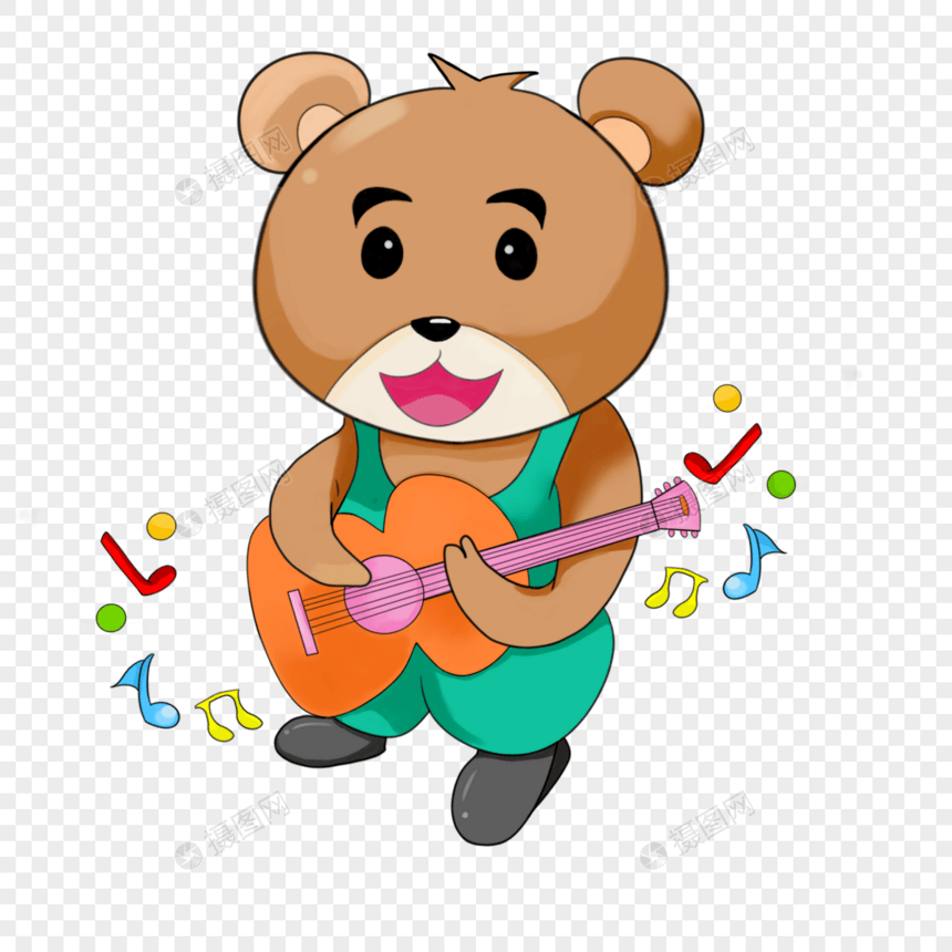 弹吉他的可爱小熊图片