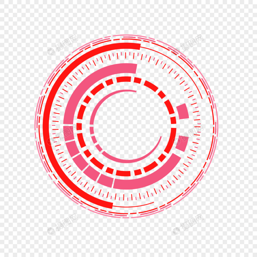 红色圆形科技边框图片