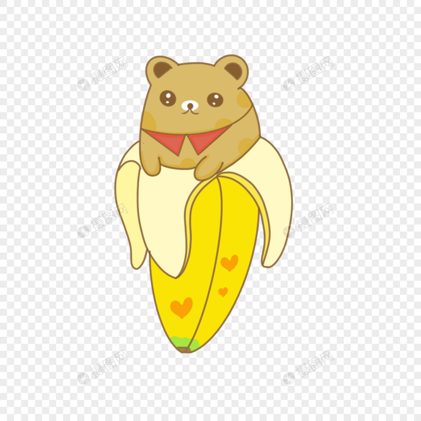 香蕉里的可爱小熊图片