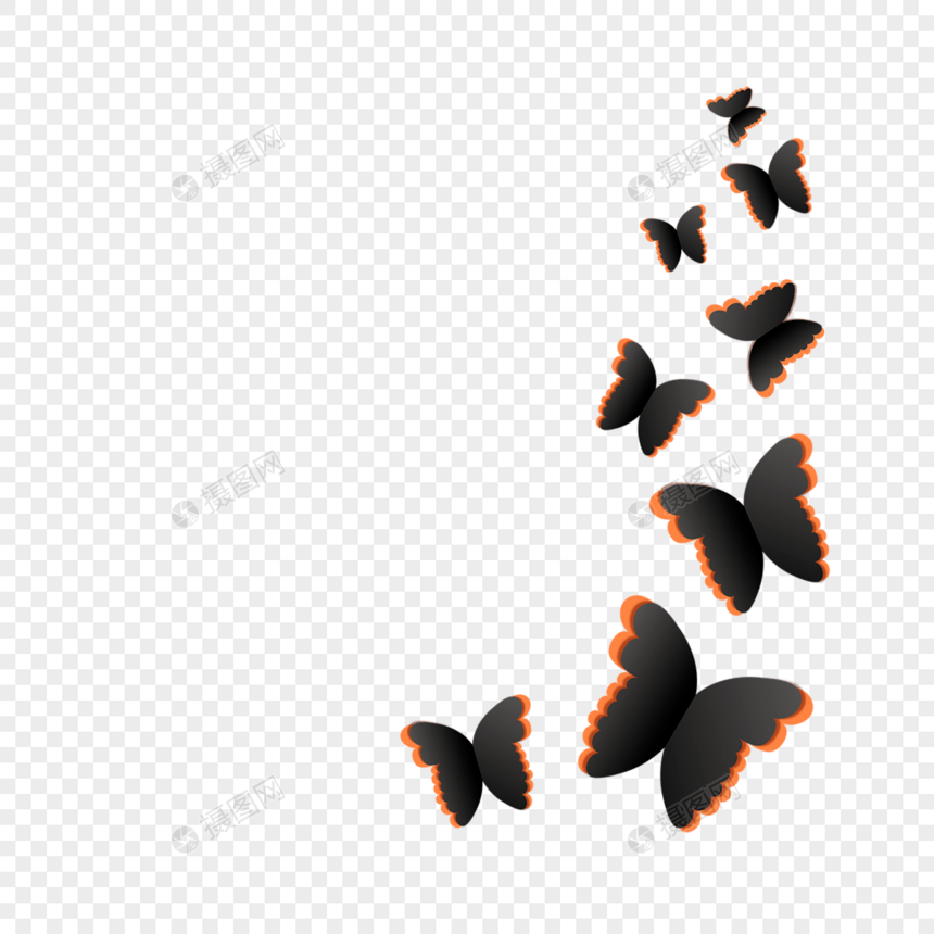 简单蝴蝶剪纸风格边框图片