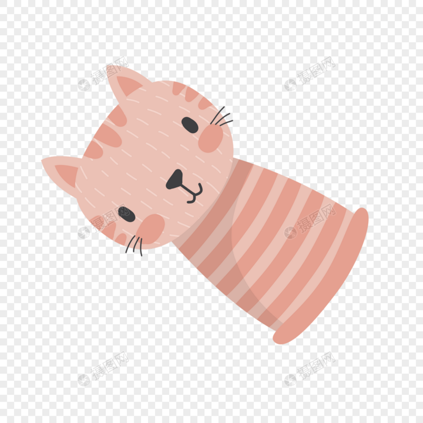 可爱粉色小猫手指木偶戏动物图片