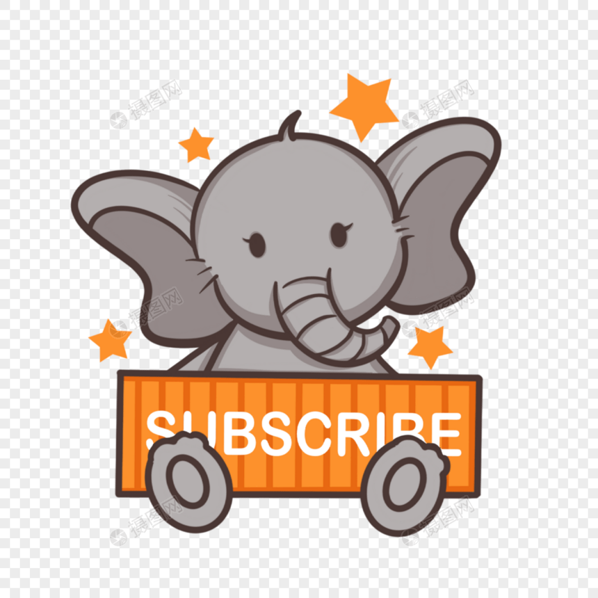 卡通可爱大象订阅标签图片