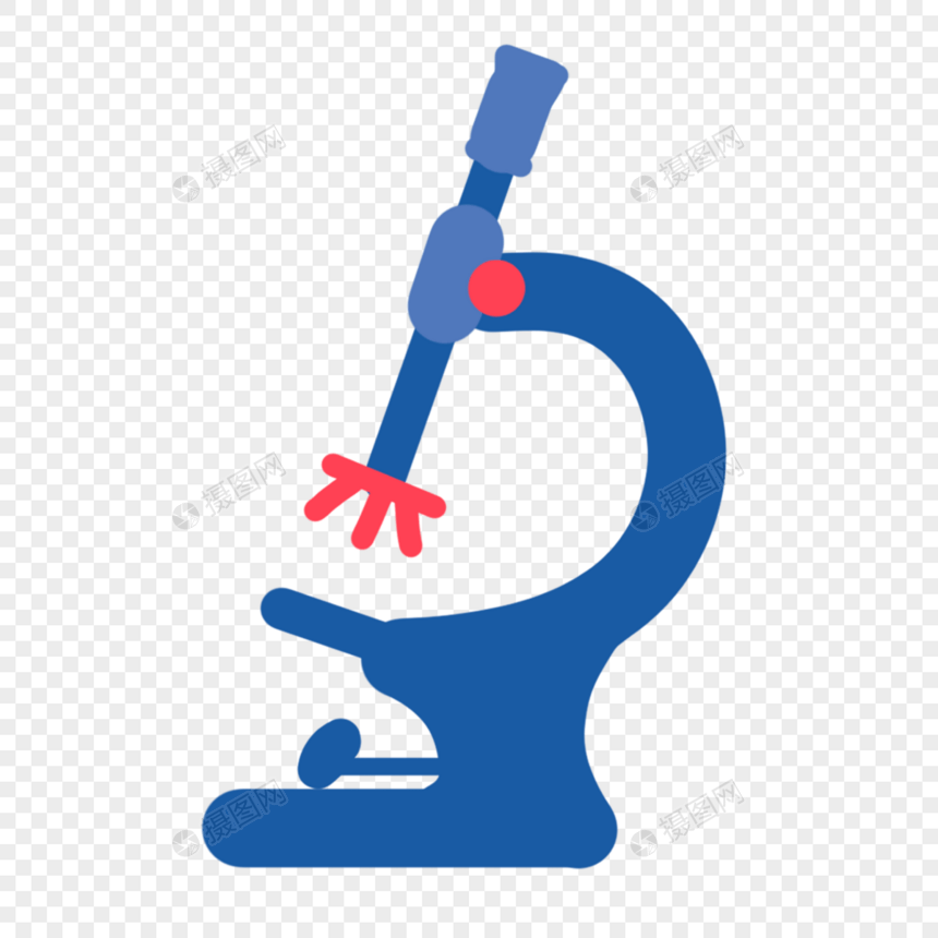 红色蓝色显微镜卡通实验器材图片