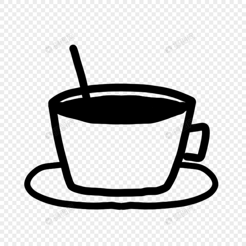 创意黑白单个涂鸦咖啡杯图片