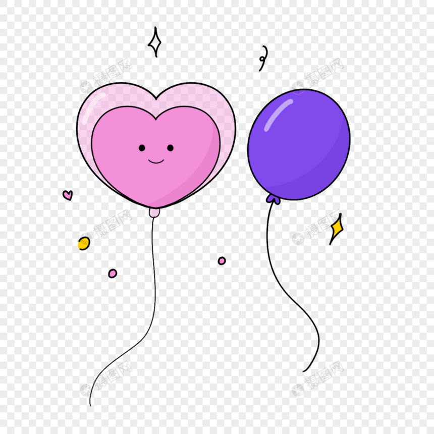 心形粉色气球卡通生日剪贴画图片