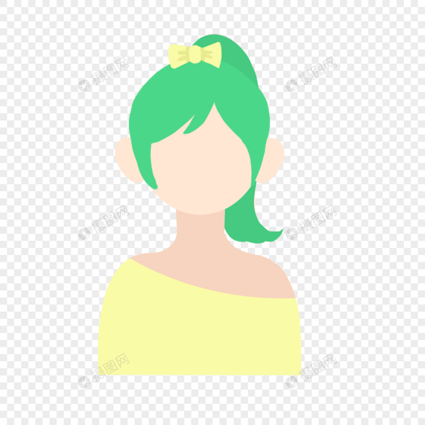 绿色头发漂亮女士卡通人物图标图片