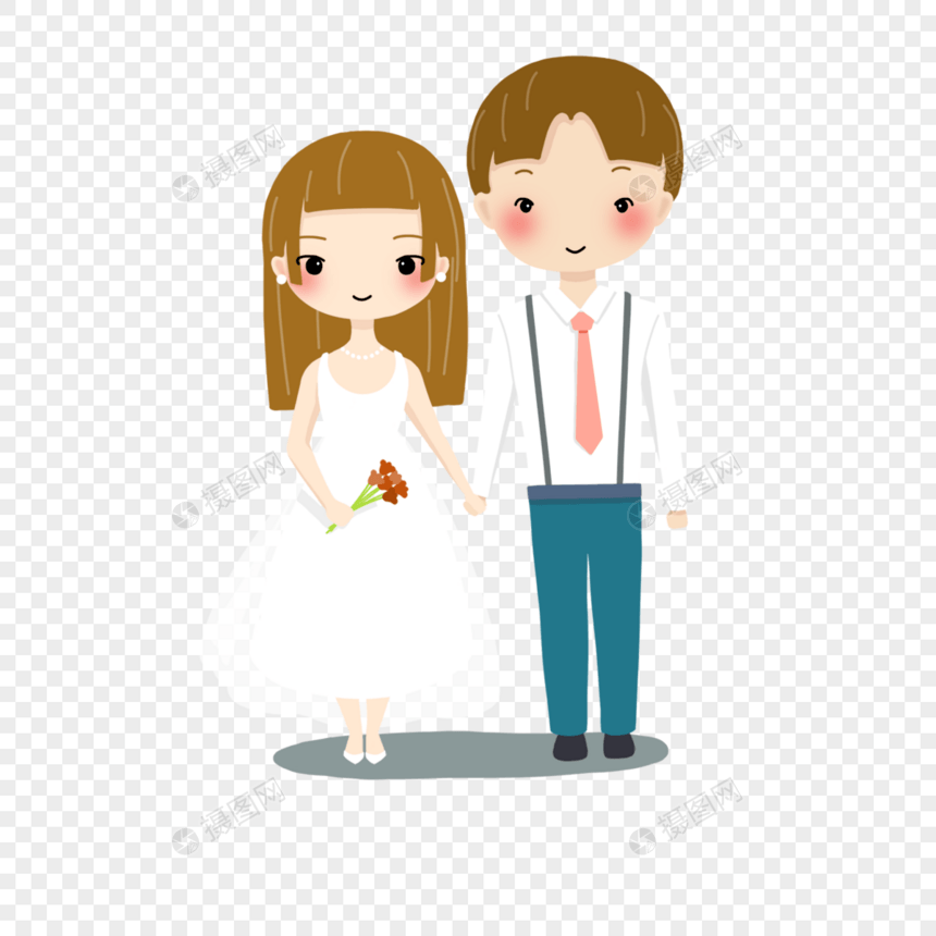 婚礼婚纱卡通两人图片