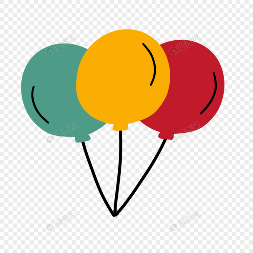 抽象线条动物涂鸦彩色气球图片