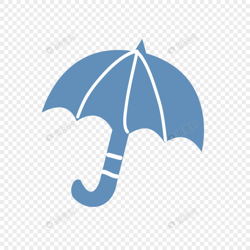 蓝色简约卡通雨伞图片