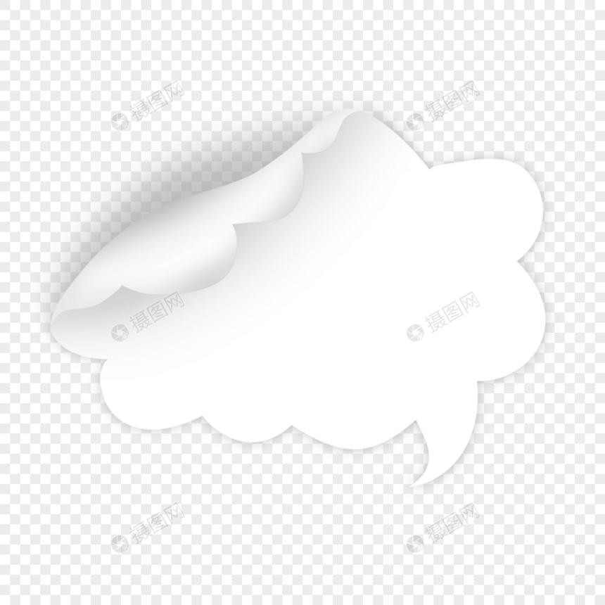 云形对话框卷边标签图片