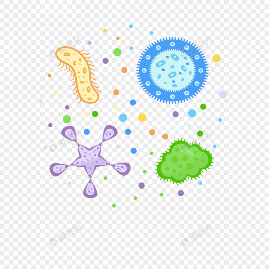 可爱卡通微生物细菌组合图片