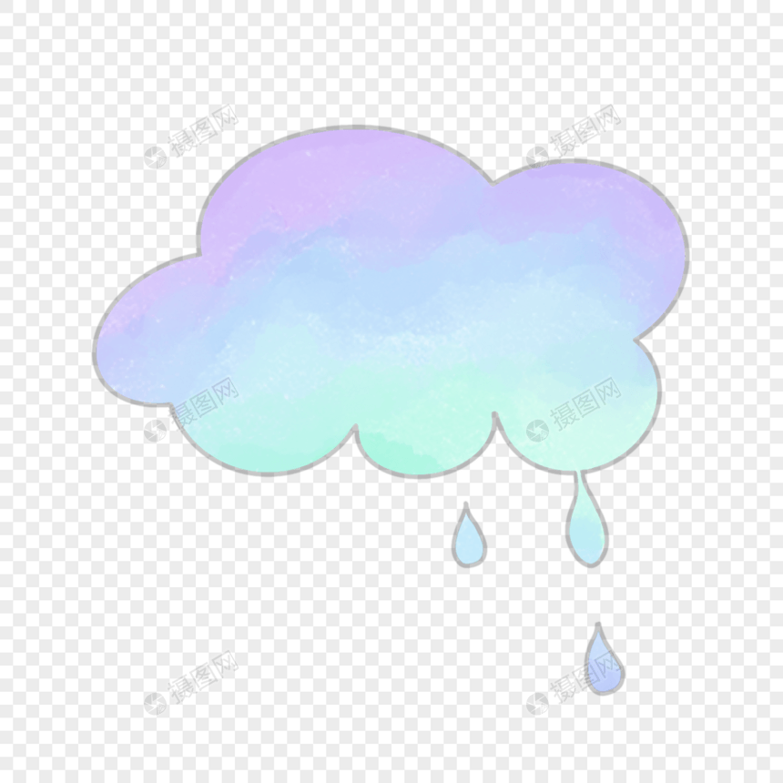 下雨的云彩水彩气泡对话框图片