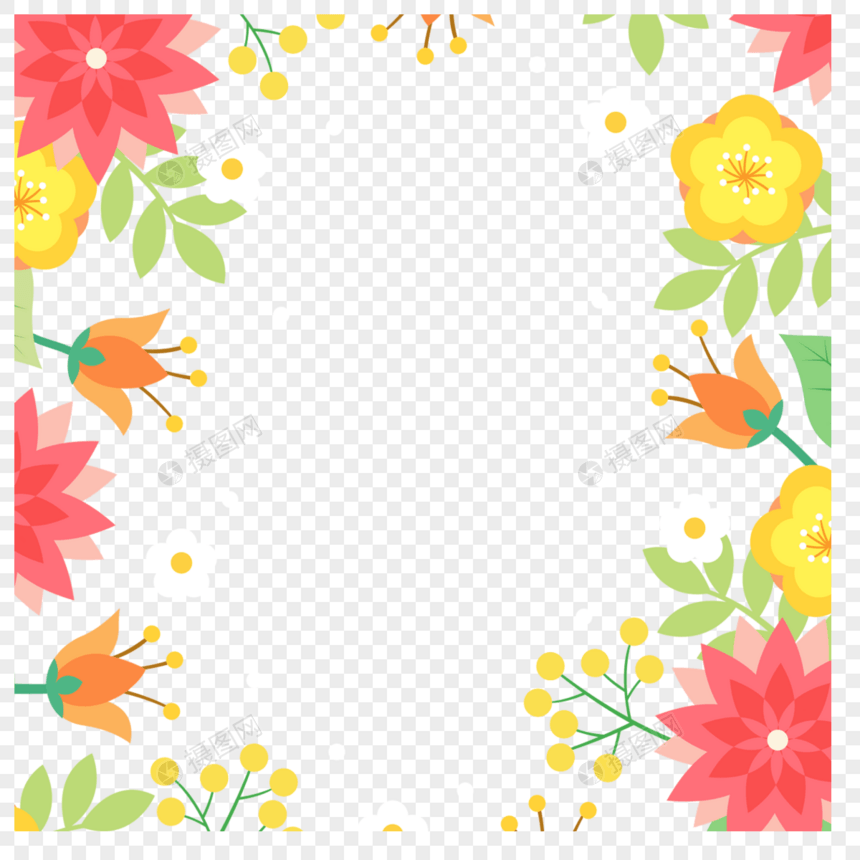 多瓣重叠春季花卉边框图片