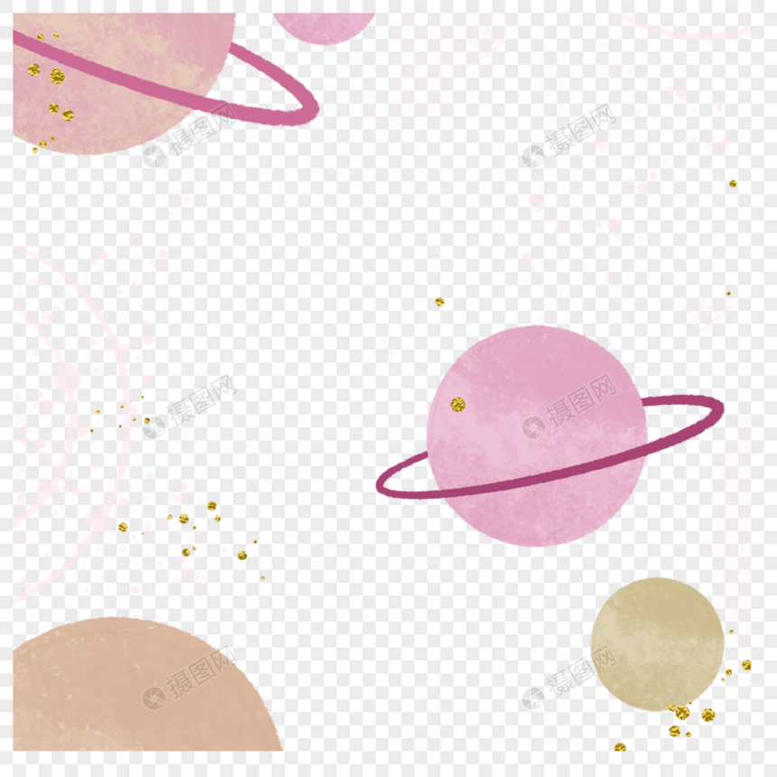 粉色带卫星的星球宇宙星系图图片