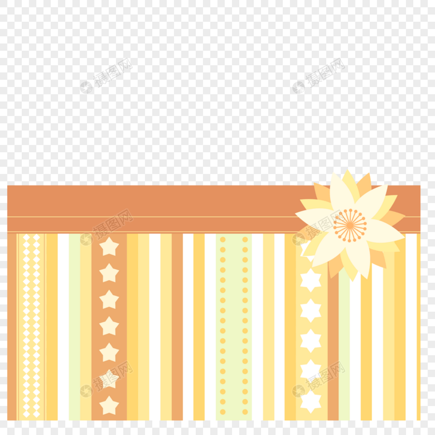 花朵装饰橙色条纹婴儿可爱边框图片