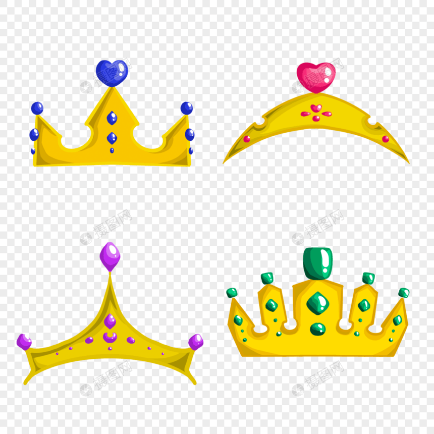 圆润可爱风格卡通金色王冠图片