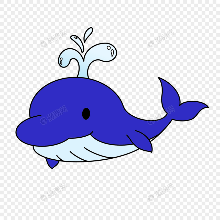 卡通蓝色可爱鲸鱼大海海洋生物图片