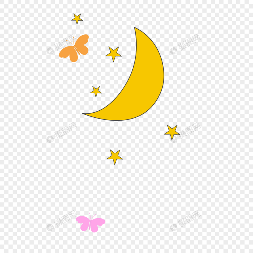 飞舞蝴蝶和星星月亮图片
