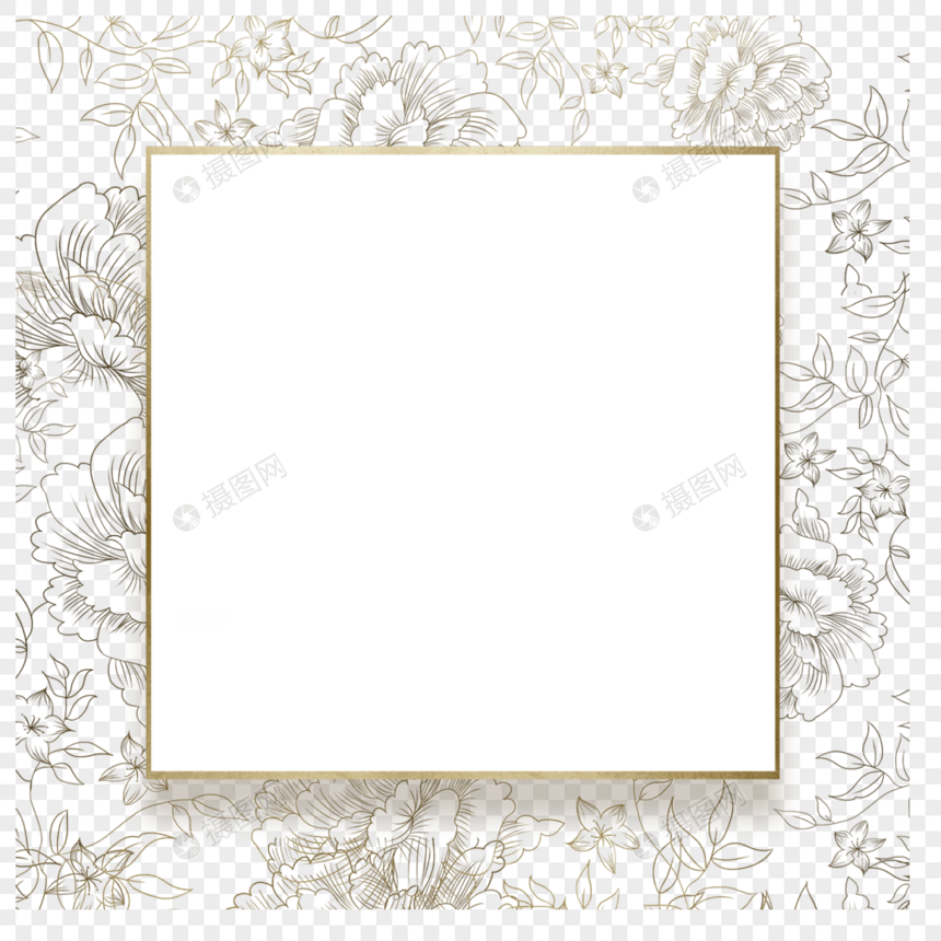 传统金色花纹中式背景框图片