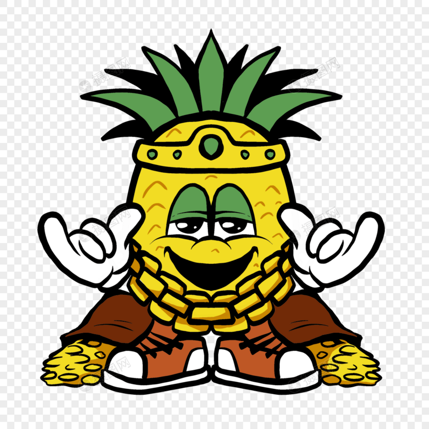 水果吉祥物波普嘻风格黄色菠萝图片