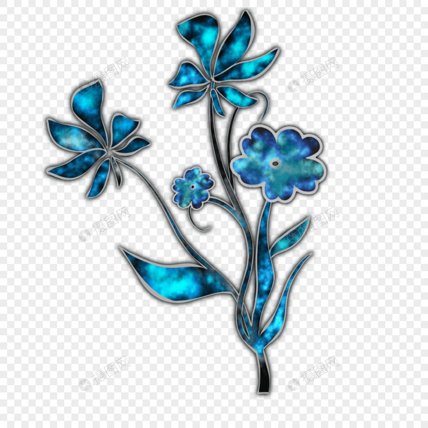 花卉蓝色水晶亮晶晶叶子图片