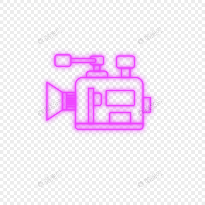 霓虹相机红色发光线条相机图标图片