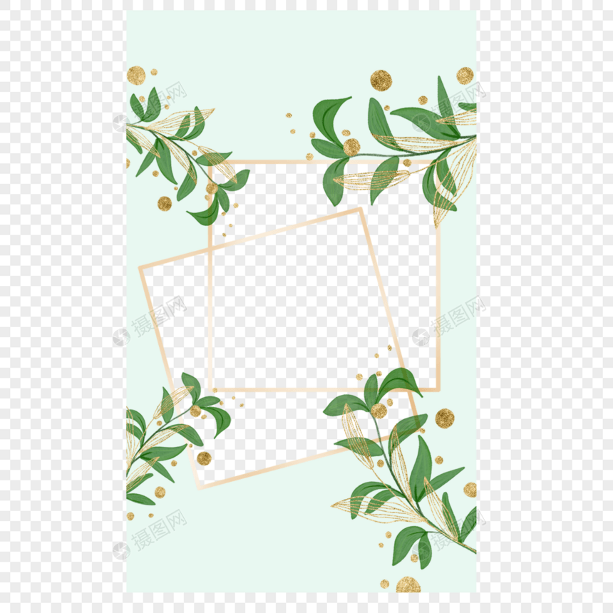 植物ins风格正方形边框图片
