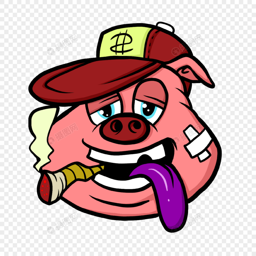 猪波普嘻风格紫色舌头图片