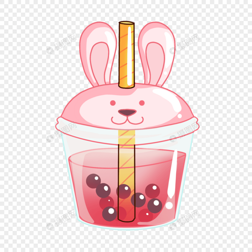 兔子杯子爆爆珠粉色可爱图片图片