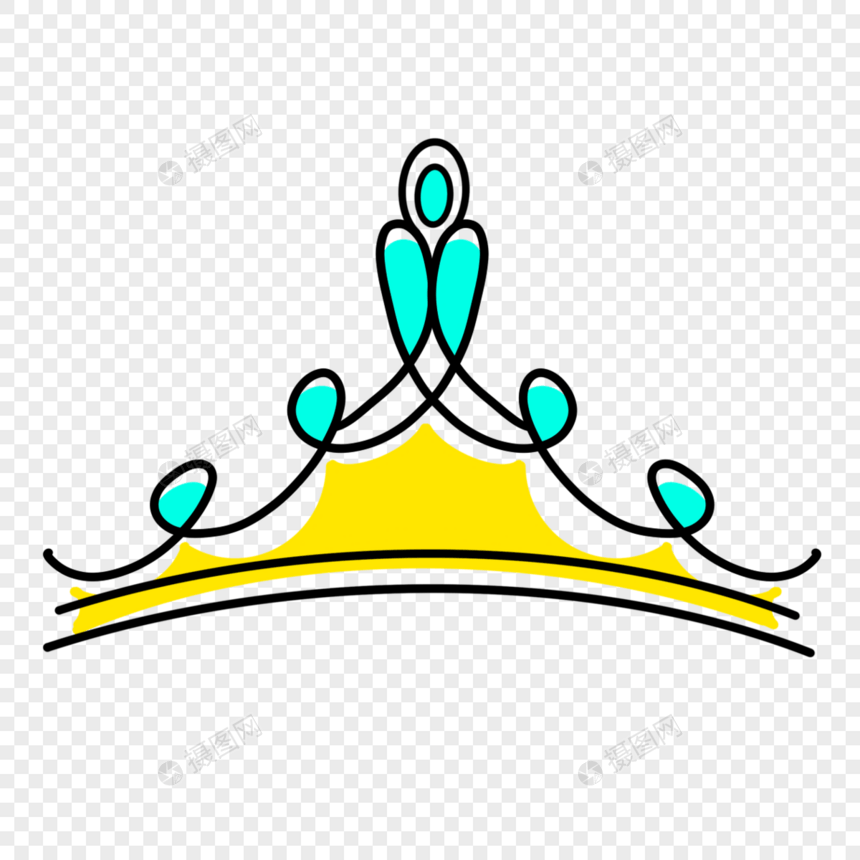 皇冠头饰涂鸦风格青色图片
