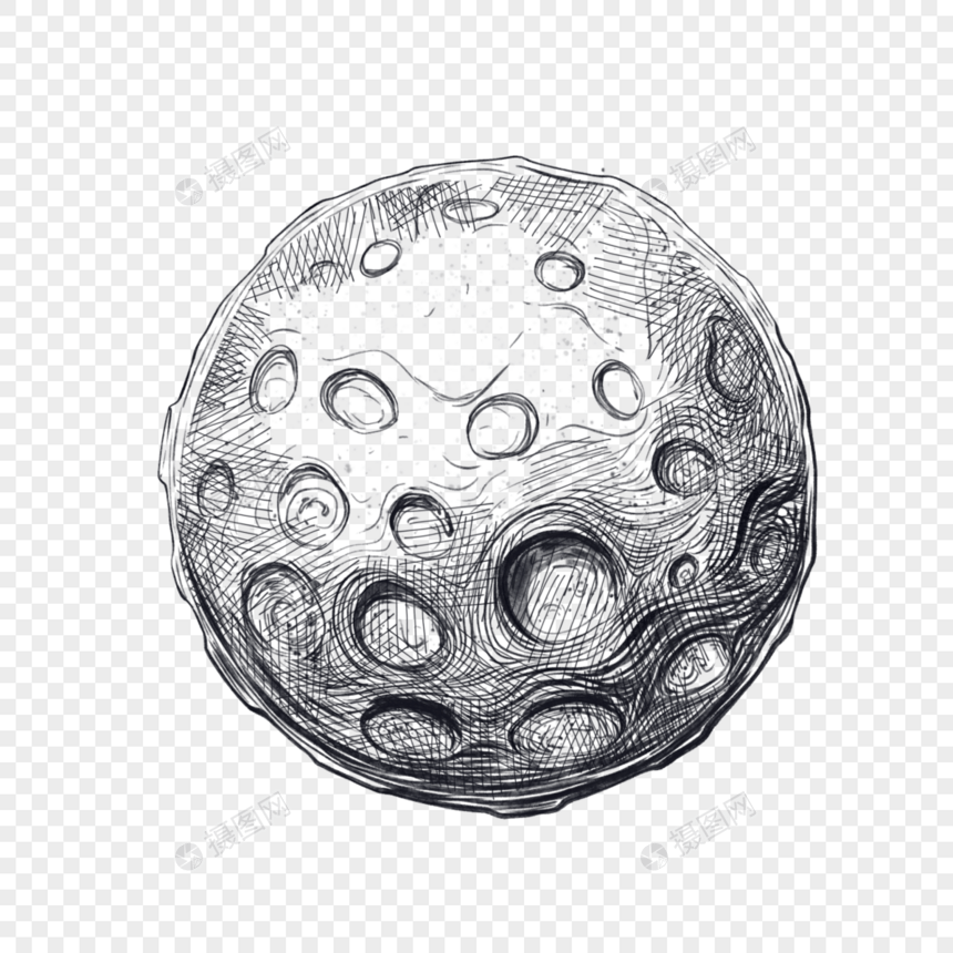 素描雕刻风格月亮月球图片