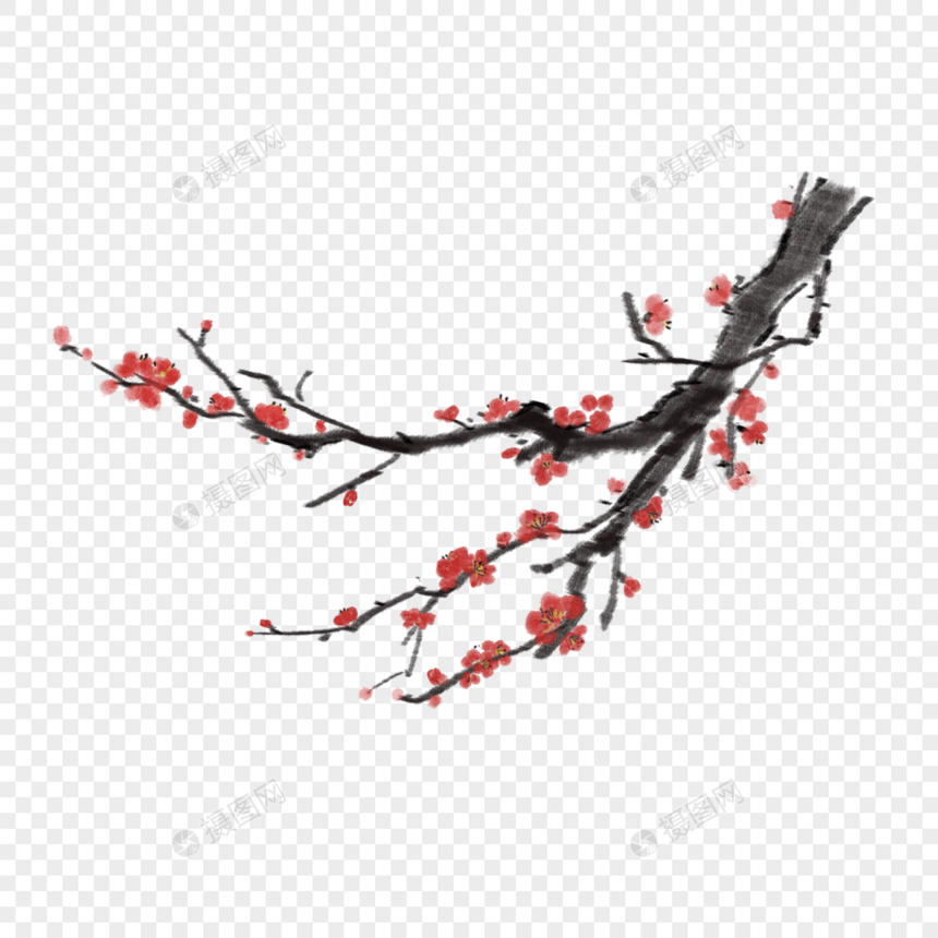 水墨风格新年梅花树枝图片