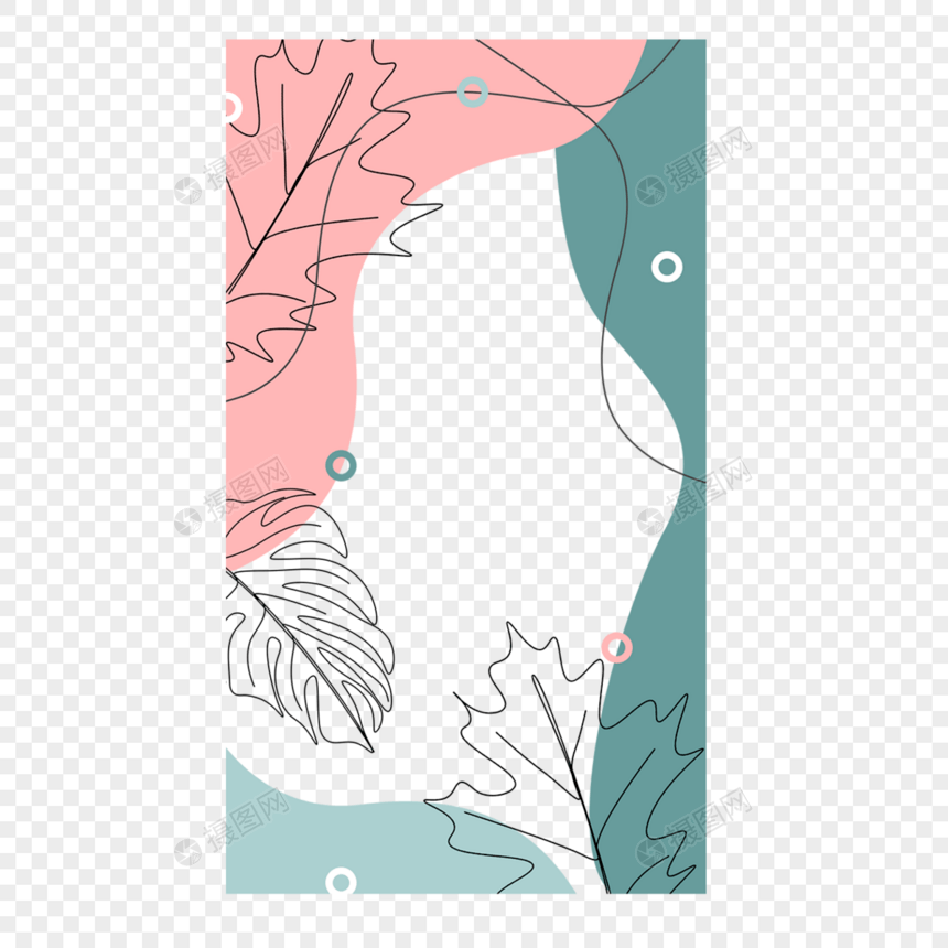 抽象线条画树叶边框装饰分享图片