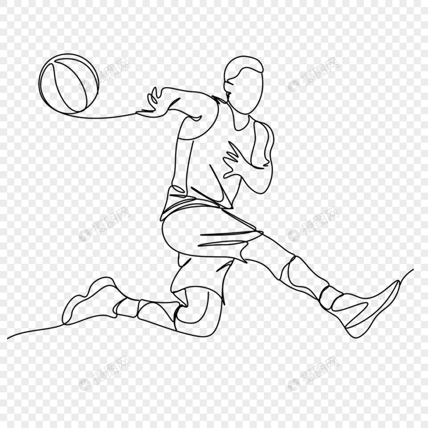 简约线条画篮球运动员图片