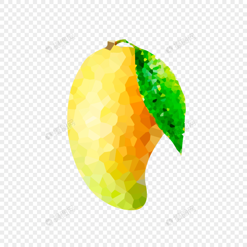低聚合水果芒果彩色马赛克效果图片