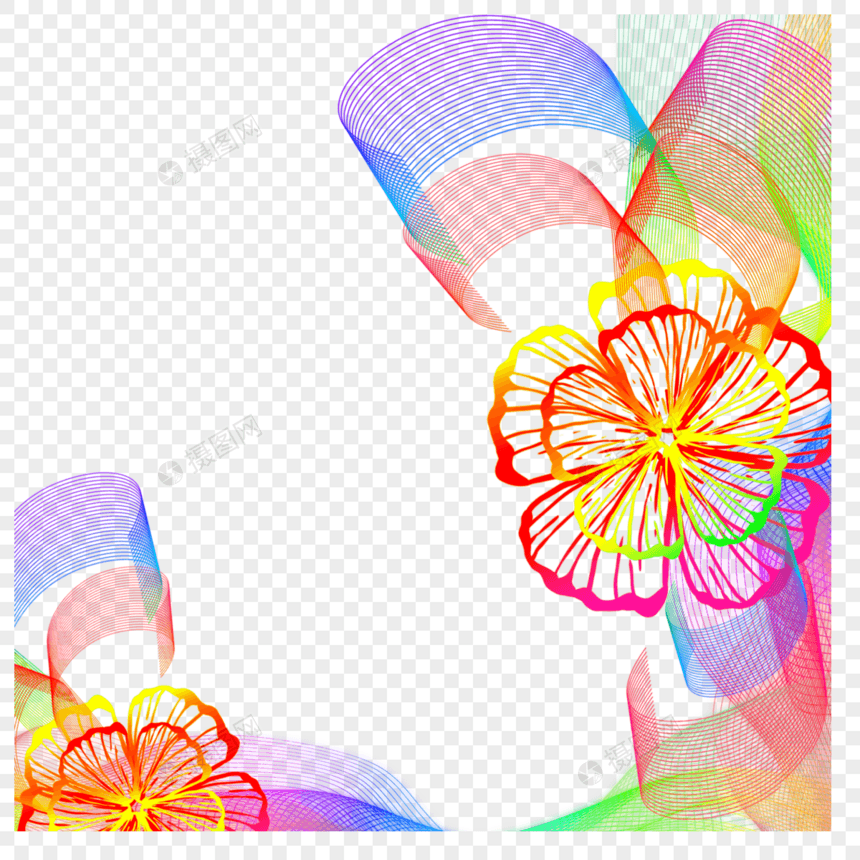 彩色花卉抽象边框创意图片