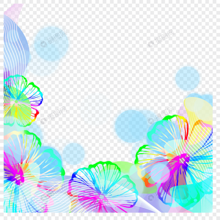 彩色花卉抽象创意边框图片