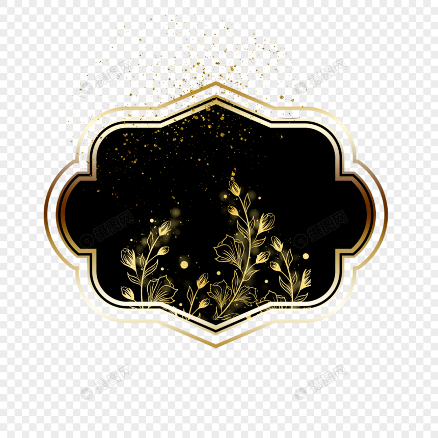 金线婚礼花卉装饰边框图片