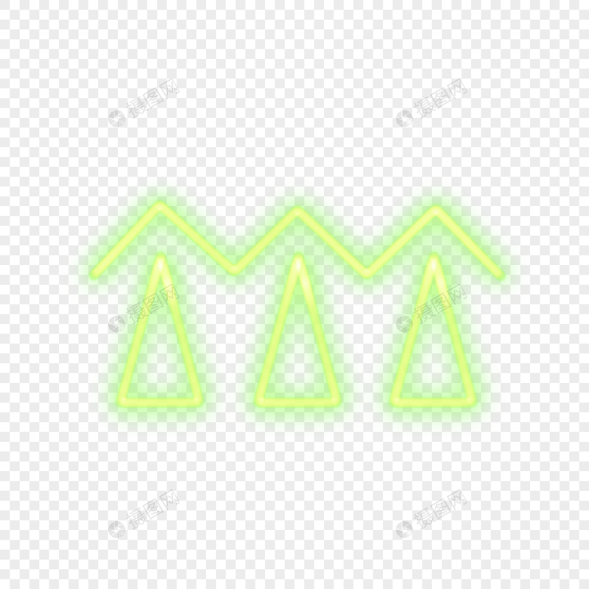 三支向上的绿色霓虹光效箭头图片