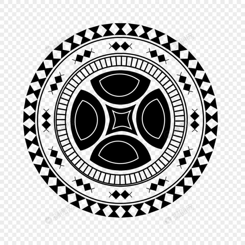 对称圆环图案波利尼西亚风格装饰花纹边框图片