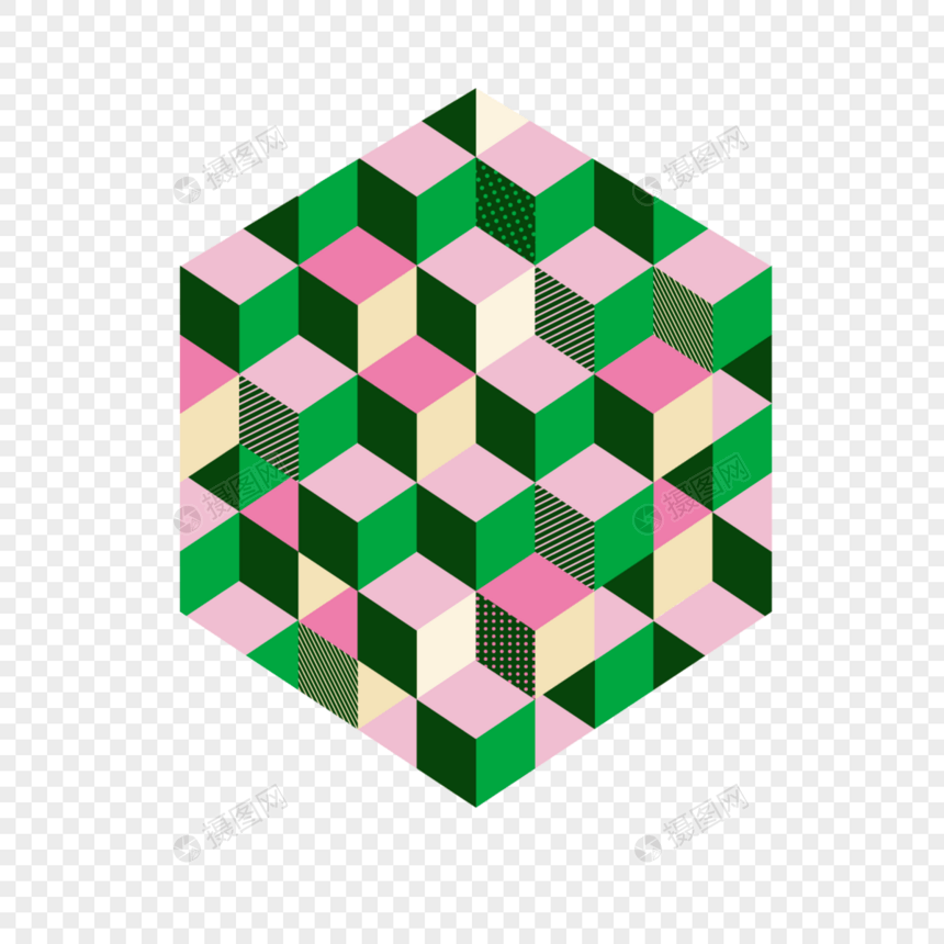 绿色抽象几何立方体图片