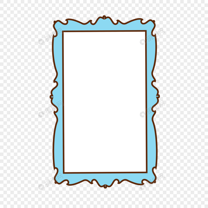 蓝色镜子图形宝丽来相框图片