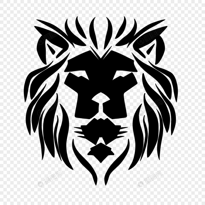 单色狮子图标黑色背景图片