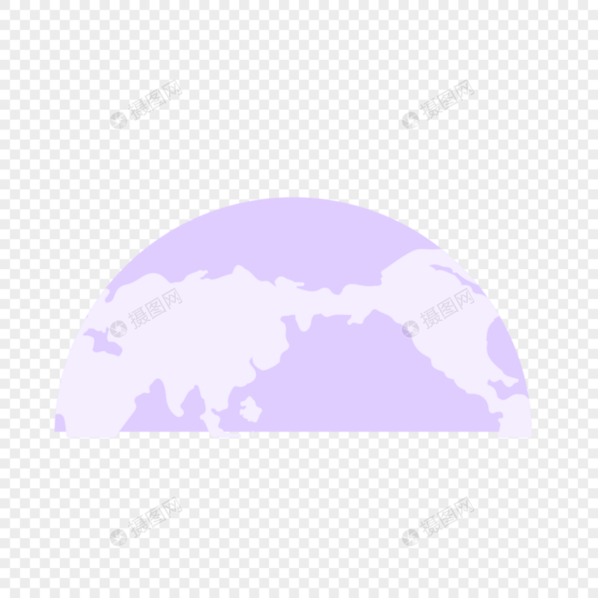 半个紫色卡通地球图标图片
