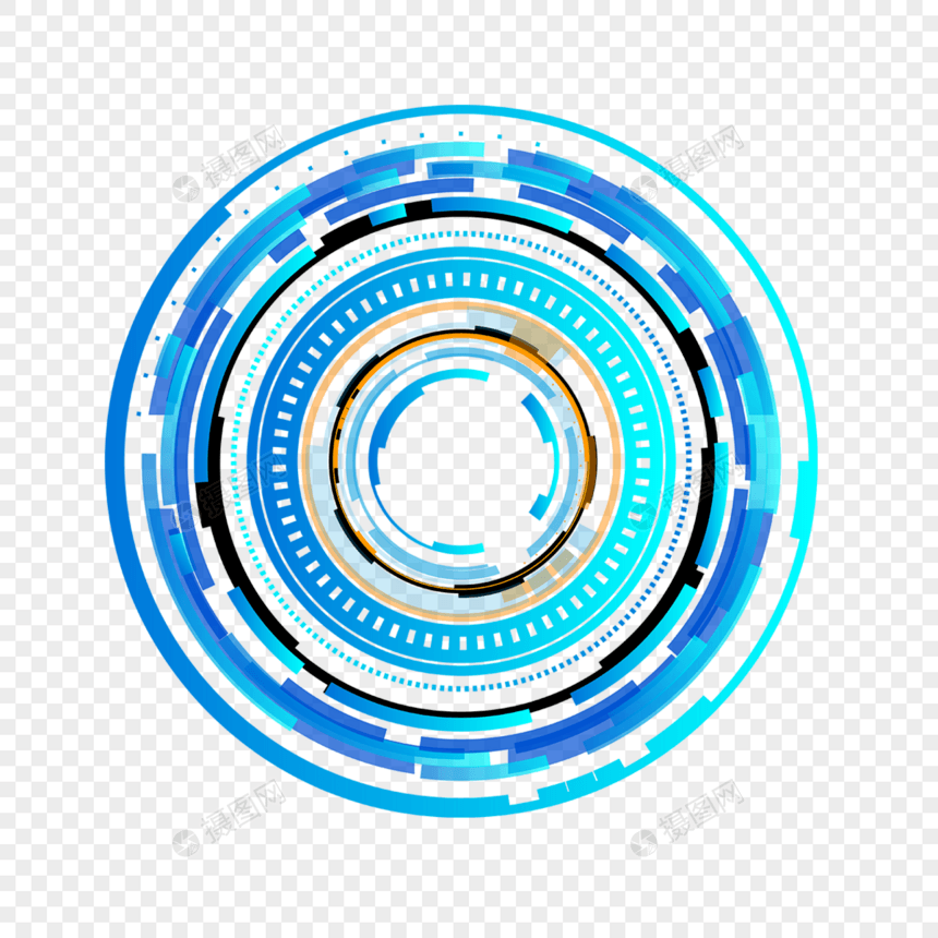 蓝色科技未来圆环边框时空隧道图片