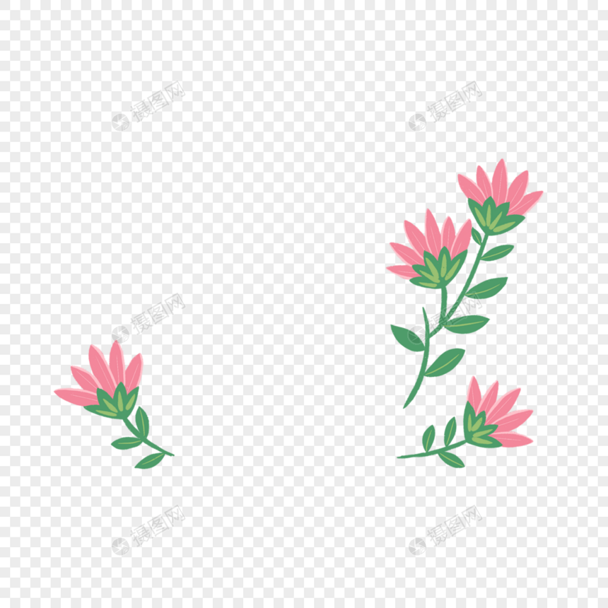 粉色花朵绿色树叶装饰图片