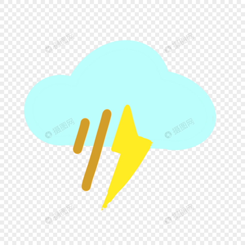 卡通云朵和闪电可爱天气图标图片