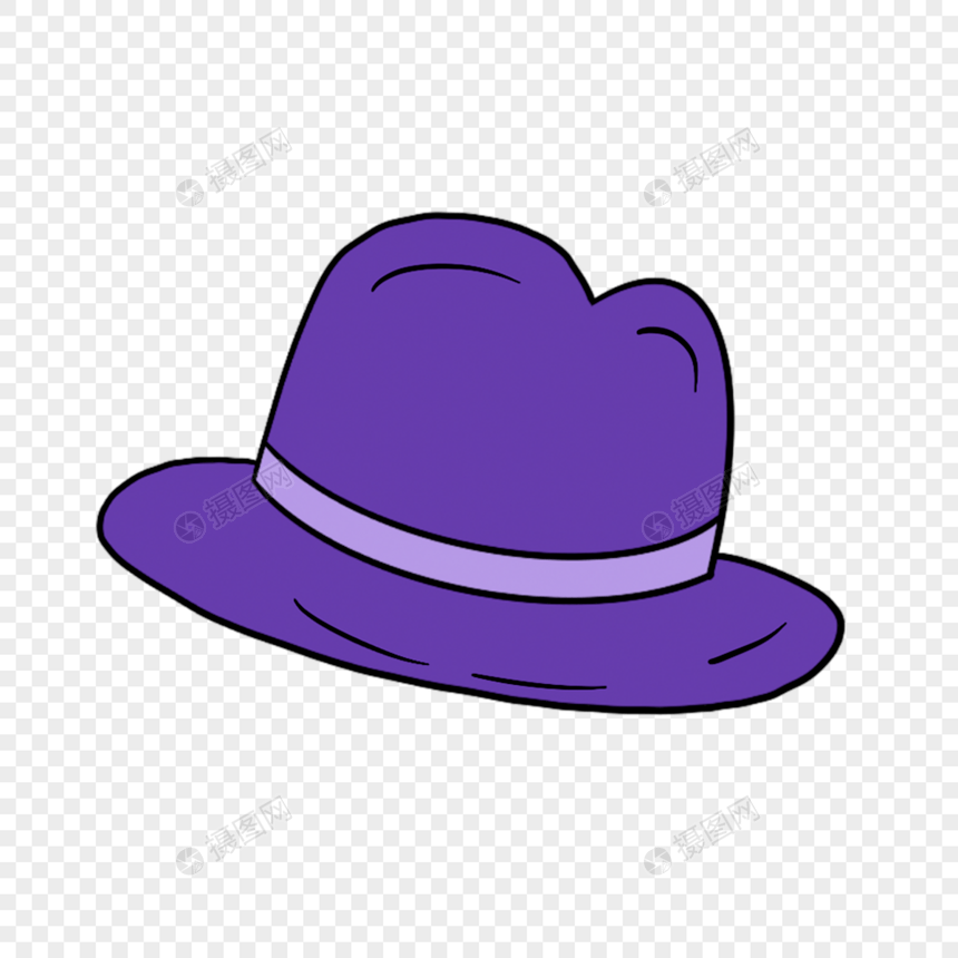 紫色宽边帽子卡通剪贴画图片