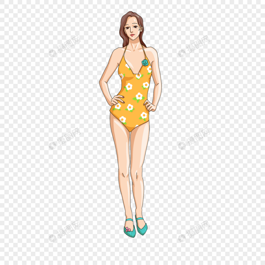 夏季连体泳装女人图片