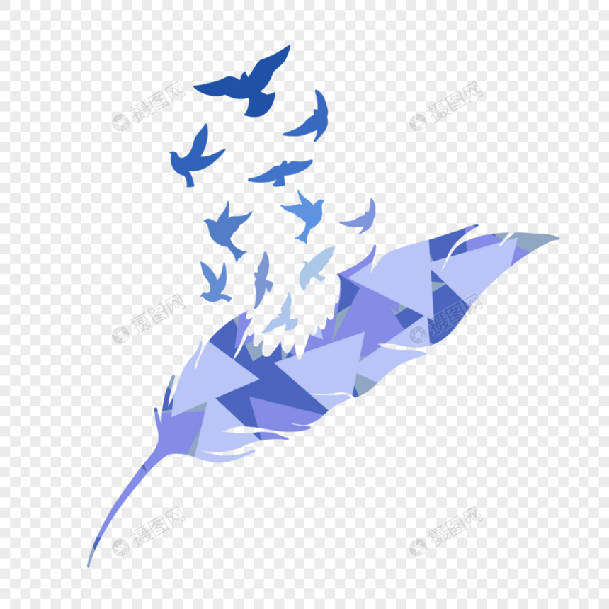 蓝色抽象风格羽毛图片